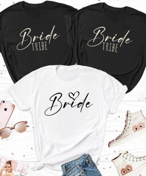 Set 3 tricouri Petrecerea burlacitelor "Bride Tribe Heart"